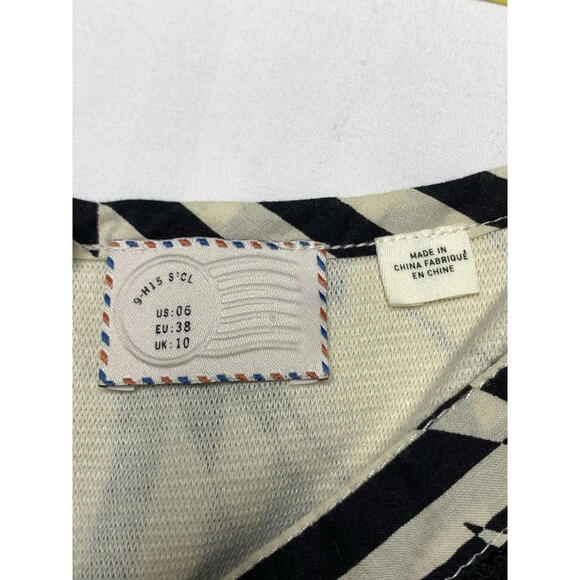 Anthropologie Postmark 9-H15 STCL Size 6 Black White Pleated Cocktail Dress P132 - Picture 2 of 13